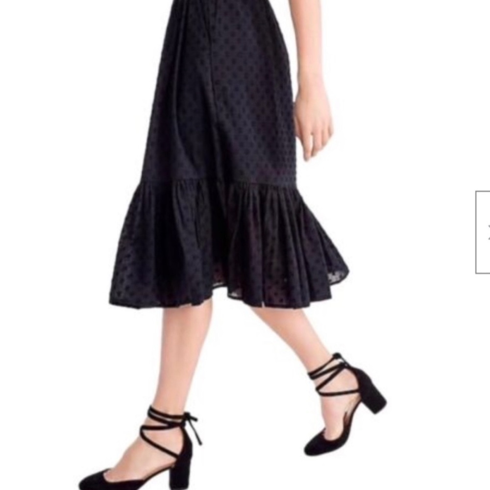 J Crew Tiered eyelet poplin midi skirt size medium black